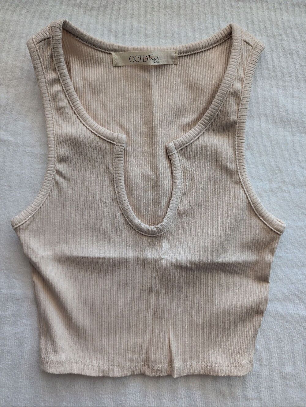 Ribbed Tank Top Women's Small Cream Cutout Racerback NWT S